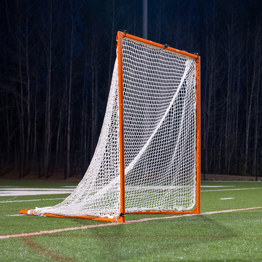 Pair (Qty 2.) of High School Practice Lacrosse Goals, 6'x6'x7', Lacing Rails, 59 lbs. (Each) Includes 6mm White or Black Nets, By Crankshooter® - Free Shipping